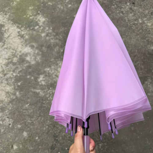 遇光變色雨繖晴雨兩用透明磨砂長柄清新女士高顔值加大加厚高質量