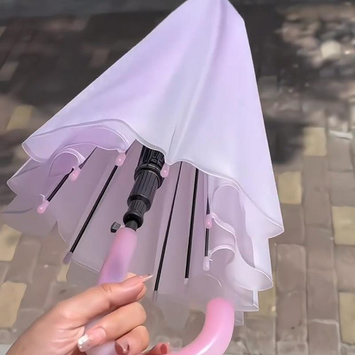 遇光變色雨繖晴雨兩用透明磨砂長柄清新女士高顔值加大加厚高質量