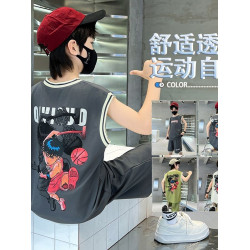 安哼安哼男童夏裝兩件套籃球服套裝兒童夏季帥氣訓練服中大童夏款