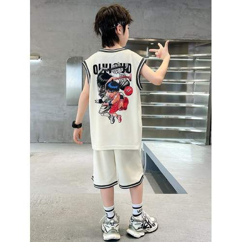 安哼安哼男童夏裝兩件套籃球服套裝兒童夏季帥氣訓練服中大童夏款