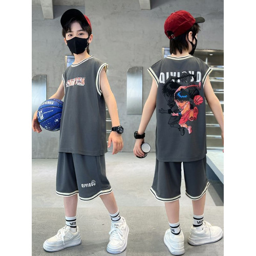 安哼安哼男童夏裝兩件套籃球服套裝兒童夏季帥氣訓練服中大童夏款