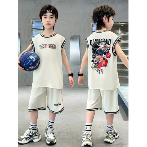 安哼安哼男童夏裝兩件套籃球服套裝兒童夏季帥氣訓練服中大童夏款