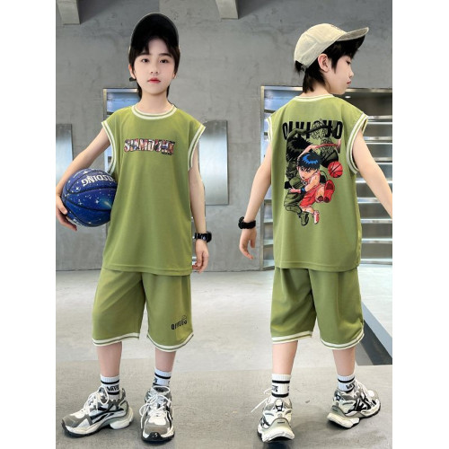 安哼安哼男童夏裝兩件套籃球服套裝兒童夏季帥氣訓練服中大童夏款