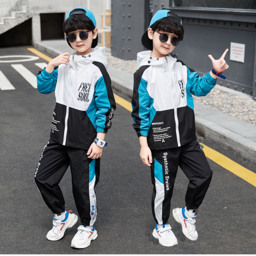巴拉新品兒童裝男童春裝套裝中大童男孩春秋兩件套帥氣時髦潮衣服