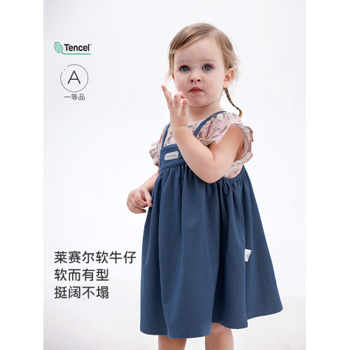 Hololulu女寶寶裙子女童連衣裙夏速乾牛仔2025新款背帶裙禮服裙
