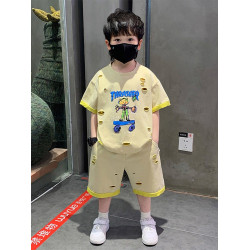 安哼安哼男童短袖T恤套裝夏季薄款2025新款兒童帥氣時髦潮酷小童