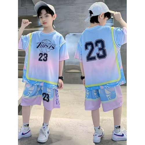 安哼安哼男童夏裝速乾籃球服套裝中大童新款2025男孩夏季短袖運動