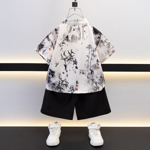 英國NEXT  wild男童新中式套裝夏季兒童漢服小少爺夏裝短袖兩件套