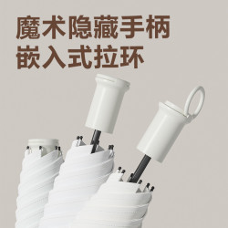 新款五折六骨漸變色雨繖黑膠面料數碼印刷拉環手柄晴雨兩用