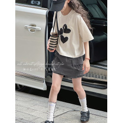 孫小美kids 韓系拼色女童短袖T恤2025新款夏裝兒童百搭短款上衣潮