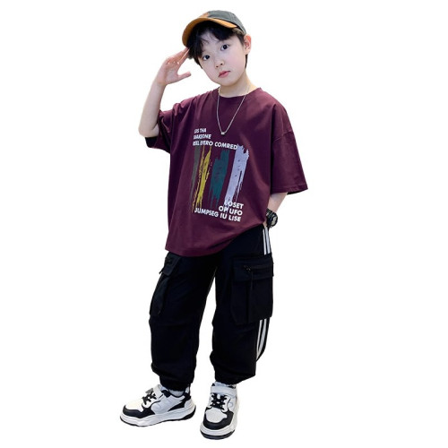 巴拉新品男童夏裝套裝洋氣中大兒童夏季時髦短袖長褲男孩衣服潮酷