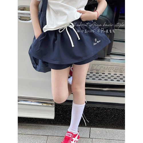 孫小美kids假兩件女童裙褲2025新款夏裝大童兒童半身裙子女孩短裙