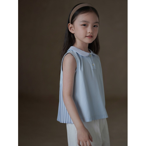哈齒童裝兒童夏裝2025新款娃娃領針織上衣女童T恤中大童打底背心