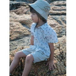 Cherish Baby童裝春夏襯衫原創字母印花翻領短袖寬松男童兒童