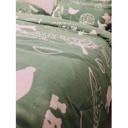 【優質粗布】山東老粗布床上用品100%純棉印花帆布萌萌綠床單被單