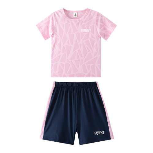 左西女童夏套裝2025新款兒童速乾運動夏裝短袖T恤兩件套女孩薄夏