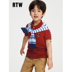 RTW童裝新款男童小熊polo衫純白兒童夏裝純棉短袖保羅美式學院t恤