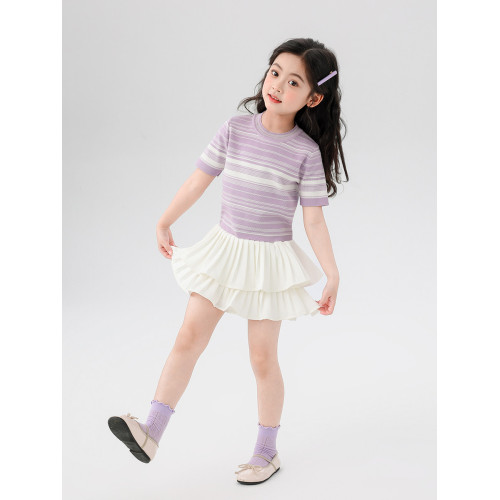 【特惠清倉】左西女童短袖T恤兒童夏季冰絲涼感上衣女孩大童半袖