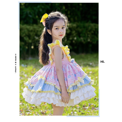 2025夏裝新款超洋氣女童洛麗塔Lolita公主裙卡通甜美蓬蓬裙連衣裙
