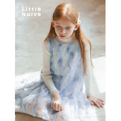 LittleNaive 女童連衣裙春夏新款無袖公主裙珠片紗裙兒童背心裙