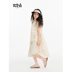 花笙糖女童夏季不規則設計感小個子連衣裙背心長裙大童棉裙子親子