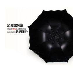 遇水開花變色雨繖女晴雨兩用黑膠防曬遮陽繖防紫外線三折太陽繖