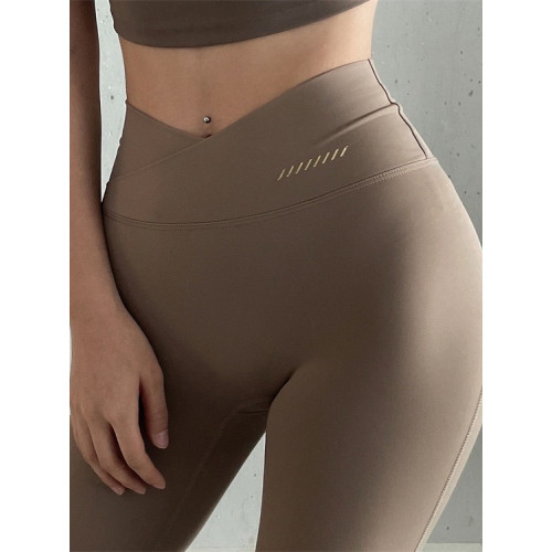 V腰緊身雙面磨毛蜜桃臀瑜珈速乾透氣長褲網紅跑步健身運動褲女