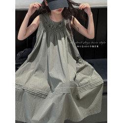 高級女童夏季連衣裙2025新款兒童無袖裙子吊帶裙女孩A字裙背心裙