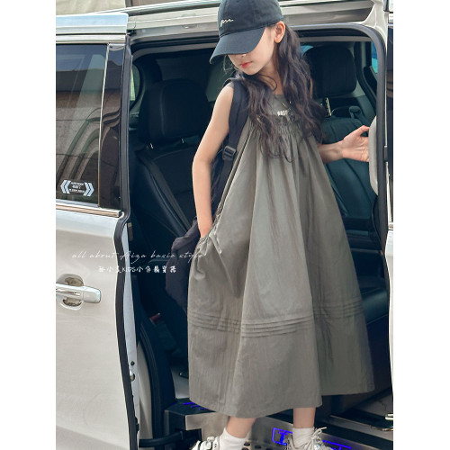 高級女童夏季連衣裙2025新款兒童無袖裙子吊帶裙女孩A字裙背心裙