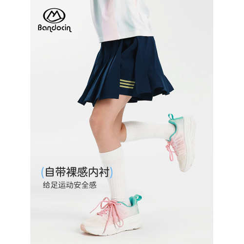 半度閒女童夏裝運動百褶裙洋氣2025新款兒童夏季女孩運動裙子短裙
