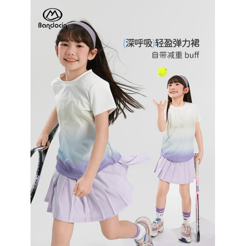 半度閒女童夏裝運動百褶裙洋氣2025新款兒童夏季女孩運動裙子短裙