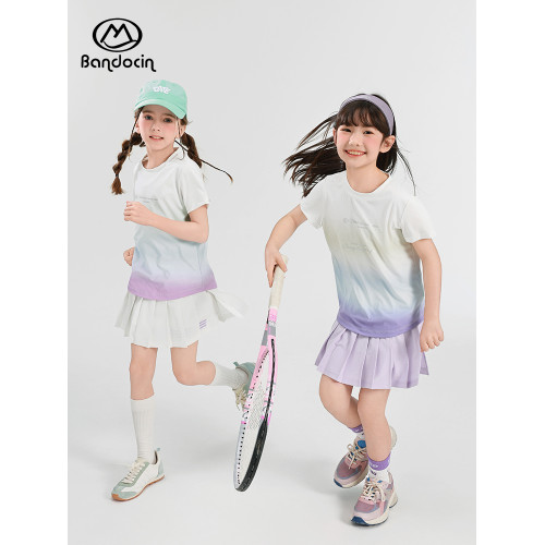 半度閒女童夏裝運動百褶裙洋氣2025新款兒童夏季女孩運動裙子短裙