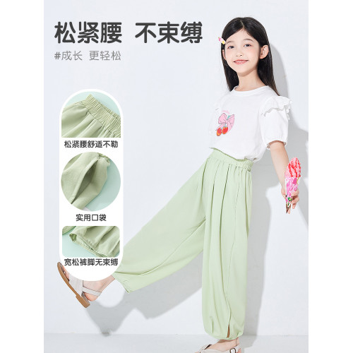 女童九分防蚊褲冰絲夏季薄款兒童速乾褲子女孩夏裝2025新款運動褲