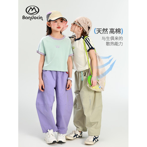 半度閒女童夏裝短款t恤薄款洋氣中大童2025新款兒童夏季運動上衣