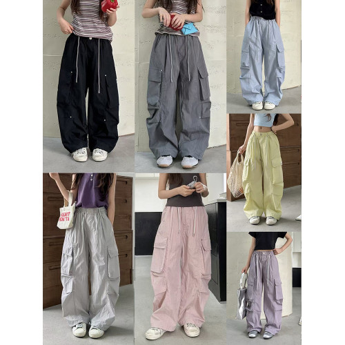 波拉韓女童夏季工裝褲兒童薄款休閒褲2025新款直筒褲中大童防蚊褲