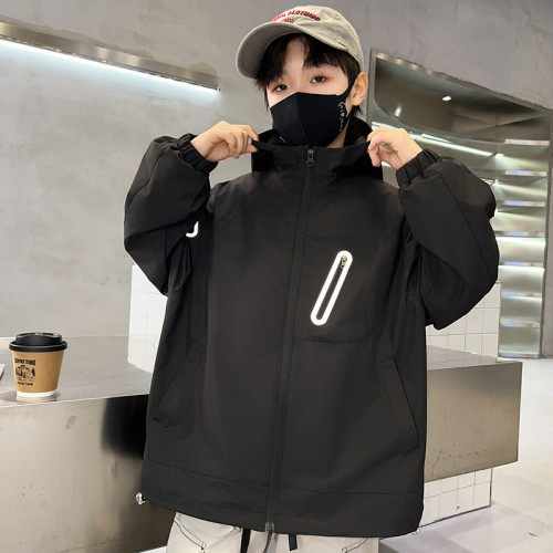 巴拉新品男童春秋裝沖鋒衣時髦中大兒童風衣外套春季炸街男孩上衣