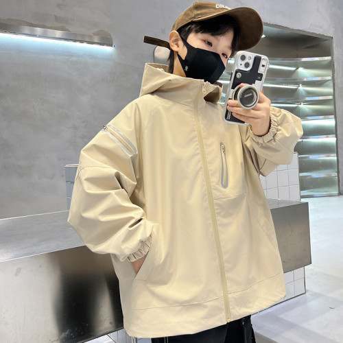 巴拉新品男童春秋裝沖鋒衣時髦中大兒童風衣外套春季炸街男孩上衣