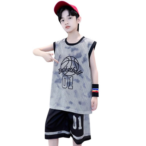 巴拉新款童裝男童籃球服速乾套裝兒童無袖背心男孩夏季運動球衣潮
