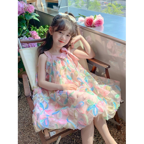 女童連衣裙2025夏季新款童裝女孩洋氣超好看多巴胺裙子兒童公主裙