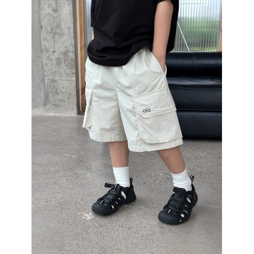 依依媽男童水洗全棉刺綉五分褲兒童夏裝薄款寶寶寬鬆休閒工裝短褲