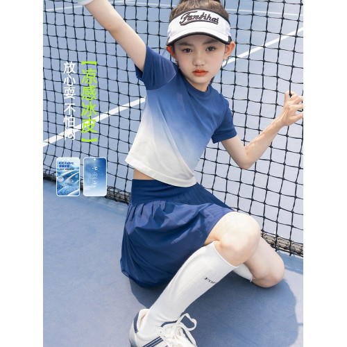 女童速乾衣夏季新款兒童網球訓練服套裝女大童運動T恤短袖羽毛球