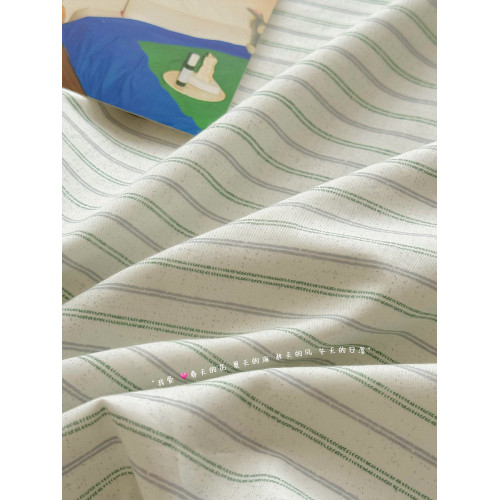 ins小清新簡約綠條紋全棉純棉被套單件1.5米床上三四件套宿舍被罩