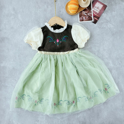 日單夏季女童短袖連衣裙安娜禮服紗裙冰雪奇緣公主裙女寶蓬蓬裙