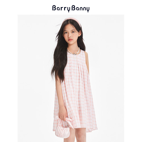 BarryBanny女童連衣裙2025夏季新款兒童洋氣女孩背心裙中大童裙子