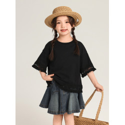 布丁哈魯童裝夏裝女童洋氣短袖2026夏季波西米亞兒童休閒純棉T恤