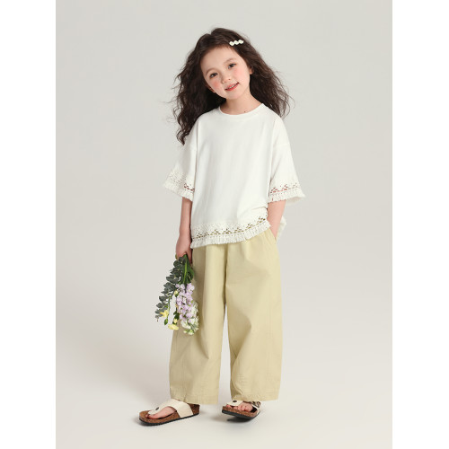 布丁哈魯童裝夏裝女童洋氣短袖2026夏季波西米亞兒童休閒純棉T恤