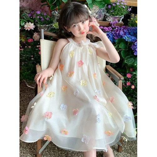 女童連衣裙夏裝2025新款洋氣兒童裙子夏季童裝小女孩網紗背心裙