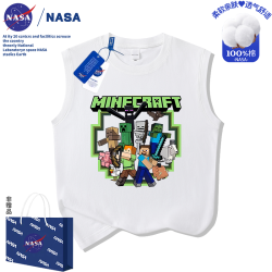 NASA兒童Minecraft無袖卡通我的世界男女童裝純棉酷帥百搭T恤上衣