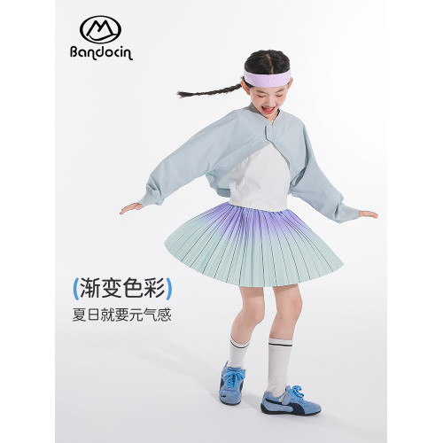 半度閒女童夏季運動短裙洋氣中大童2025新款女孩夏裝防走光裙子潮