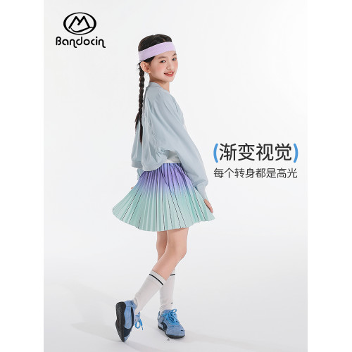 半度閒女童夏季運動短裙洋氣中大童2025新款女孩夏裝防走光裙子潮